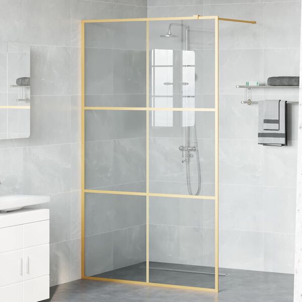 vidaXL Parete Doccia Walk-in Oro 115 x 195 cm vetro temperato