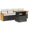 vidaXL Set Divani da Giardino 5 pz con Cuscini in Polyrattan Nero