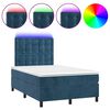vidaXL Letto a Molle Materasso e LED Blu Scuro 120x190 cm in Velluto