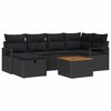 vidaXL Set Divano da Giardino con cuscino 7 pcs Nero polyrattan