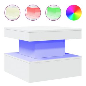 vidaXL Tavolino da Salotto con Luci LED Bianco 50x50x40 cm