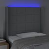 vidaXL Testiera a LED Grigio Chiaro 103x16x118/128 cm in Tessuto
