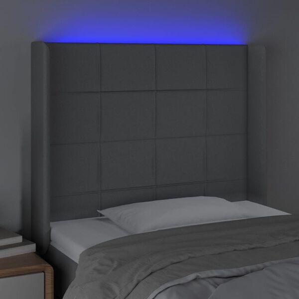 vidaXL Testiera a LED Grigio Chiaro 103x16x118/128 cm in Tessuto