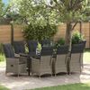 vidaXL Set da Pranzo per Giardino con cuscino 9 pcs Grigio polyrattan