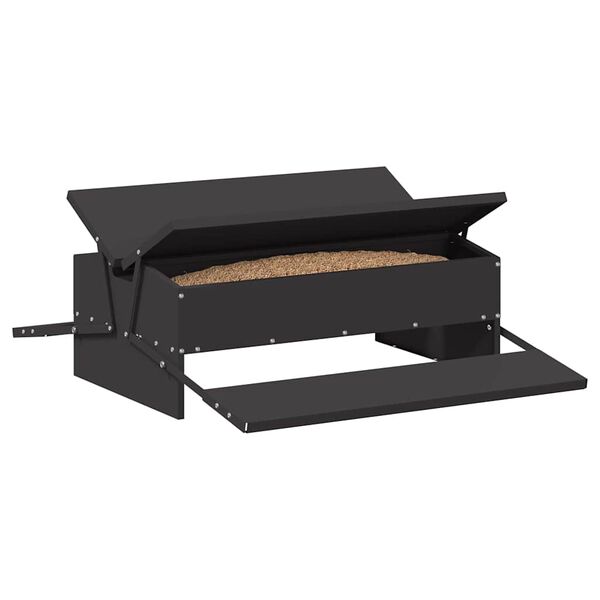 vidaXL Mangiatore a Pedale per Pollo Nero 75 x 53 x 20,5 cm