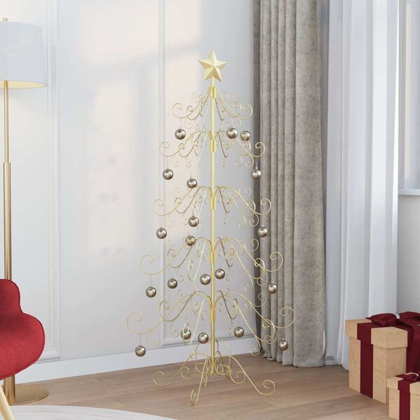 vidaXL Albero di Natale in metallo con supporto Oro 150 cm