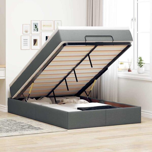 vidaXL Struttura Letto Pouf con Materasso 120x200 cm in Tessuto