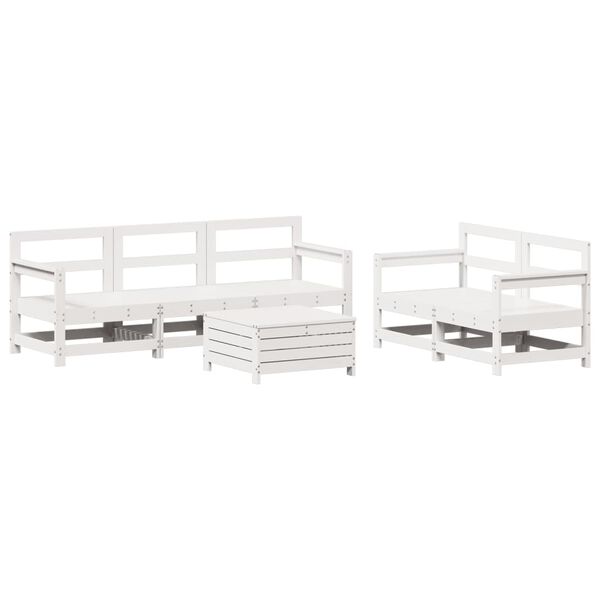 vidaXL Set Divani da Giardino 6 pz Bianco in Legno Massello di Pino