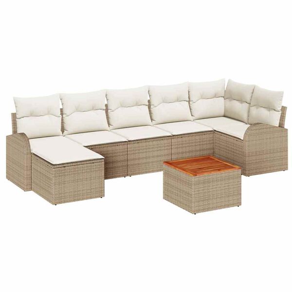 vidaXL Set Divano da Giardino con cuscino 8 pcs Beige polyrattan