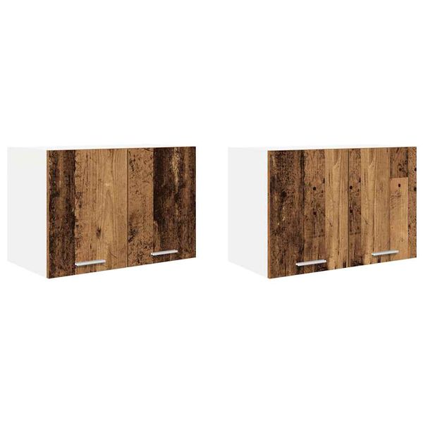 vidaXL Armadio pensile 2 pcs Legno Antico e Bianco 60 x 31 x 40 cm