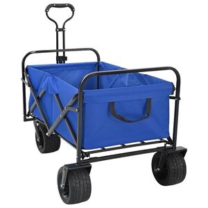vidaXL Carrello della spesa pieghevole con freni Blu 89 x 63 x 96 cm