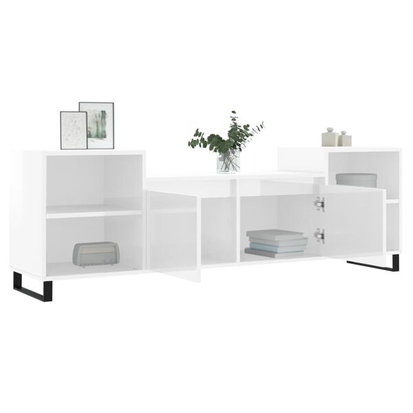 vidaXL Mobile Porta TV Bianco Lucido 160x35x55 cm in Legno Multistrato