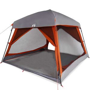 vidaXL Tenda Familiare Cabina 6 Persone Grigia Arancione Impermeabile
