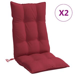 vidaXL Cuscini Sedia con Schienale Alto 2 pz Rosso Vino Tessuto Oxford