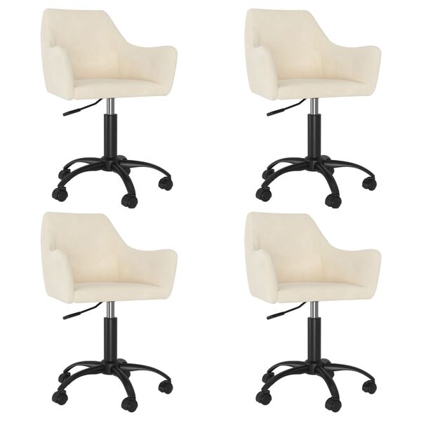 vidaXL Sedie da Pranzo Girevoli 4 pz Crema in Velluto