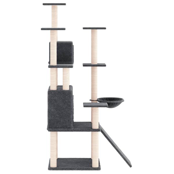 vidaXL Albero per Gatti con Tiragraffi in Sisal Grigio Scuro 154 cm