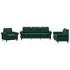 vidaXL Set di Divani 3 pz con Cuscini Verde scuro in Velluto