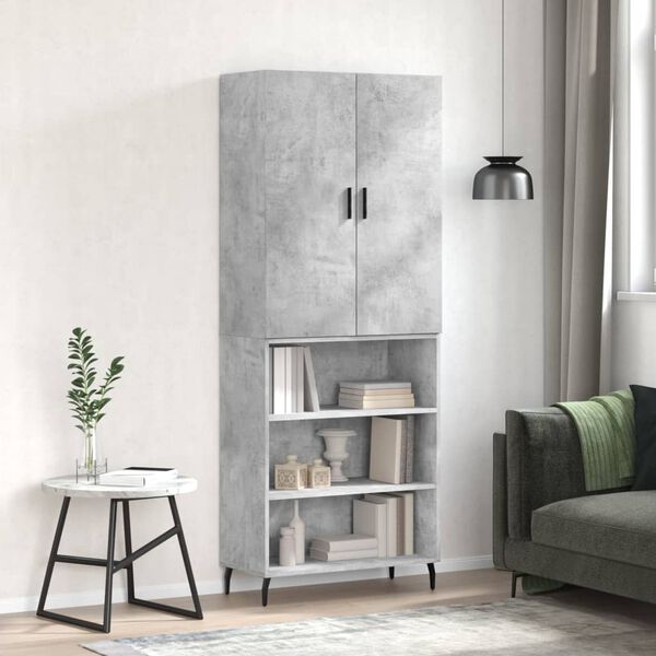 vidaXL Credenza Grigio Cemento 69,5x34x180 cm in Legno Multistrato