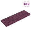 vidaXL Tappetini per scale 15 pz 65x21x4 cm Viola scuro con bordo rettangolare