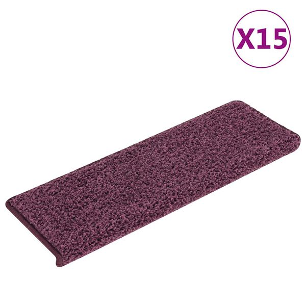 vidaXL Tappetini per scale 15 pz 65x21x4 cm Viola scuro con bordo rettangolare