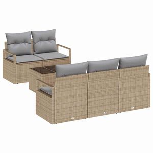 vidaXL Set di divani con cuscino 6 pcs Beige e grigio polyrattan
