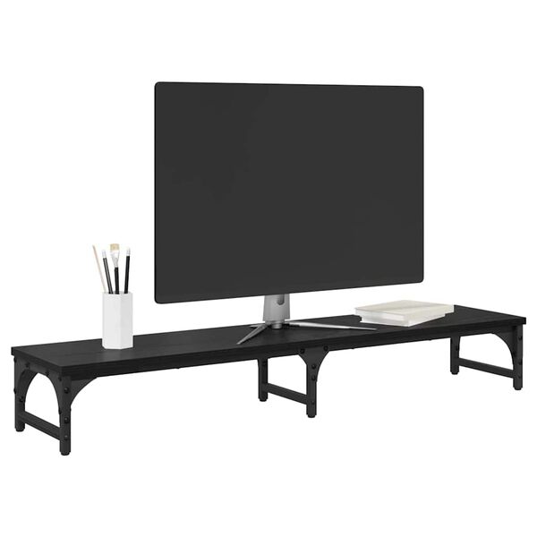 vidaXL Supporto per Monitor Rovere Nero 105 x 23 x 15,5 cm
