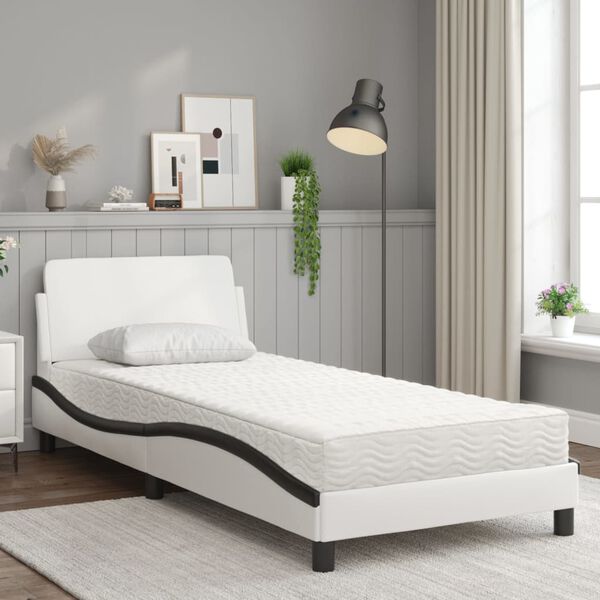 vidaXL Letto con Materasso Dover Bianco e Nero 90x190 cm in Similpelle