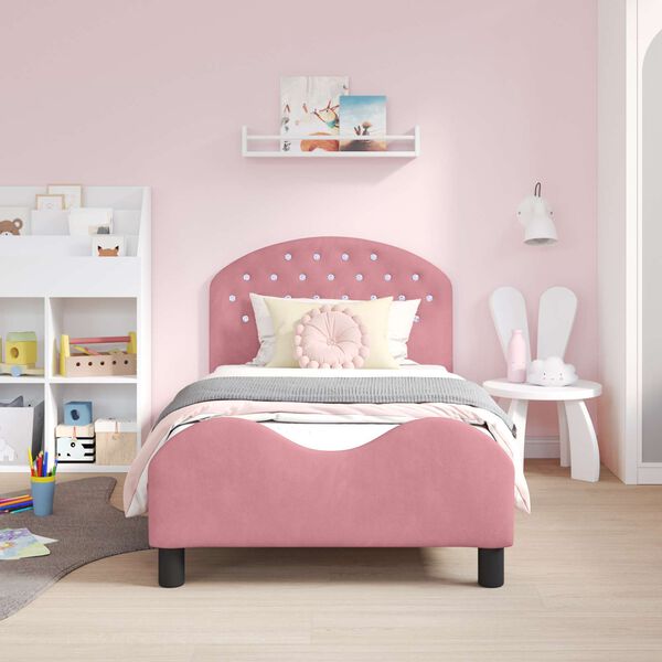 vidaXL Struttura letto bambini con testata Rosa 80 x 160 cm Velluto