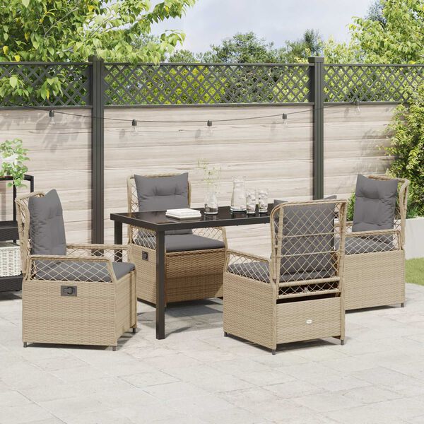 vidaXL Set da Pranzo per Giardino 5 pcs Beige e Grigio Chiaro