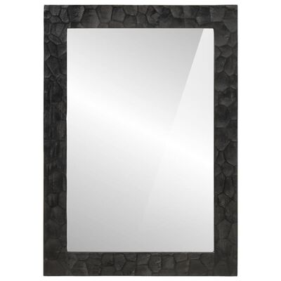 vidaXL Specchio da Bagno Nero 50x70x2,5cm Legno Massello Mango e Vetro
