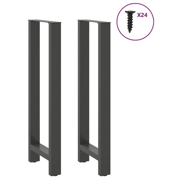 vidaXL Gambe per tavolo da bar antracite 2 pz 50x(110-111) cm in acciaio