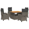 vidaXL Set da Pranzo da Giardino 5 pz con Cuscini in Polyrattan Grigio