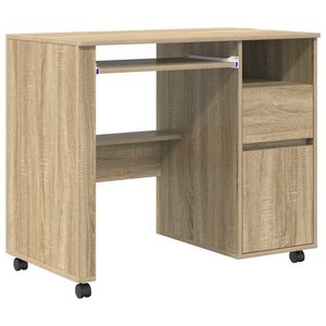 vidaXL Scrivania con Ruote Rovere Sonoma Legno ingegnerizzato