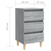 vidaXL Comodini Gambe in Legno Massello 2 pz Grigio Sonoma 40x35x69 cm