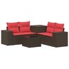vidaXL Set di divani 6 pz Marrone e Rosso Rattan sintetico e Acciaio