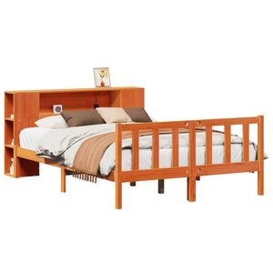 vidaXL Letto Libreria senza Materasso Marrone Cera 150x200 cm in Pino