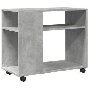 vidaXL Tavolino con Ruote Grigio Cemento 70x35x60 cm in Truciolato
