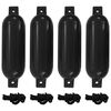 vidaXL Paraurti per Gommone 4 pz Neri &Oslash; 14x50 cm in PVC