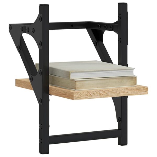 vidaXL Mensole a Parete con Aste 2pz Rovere Sonoma 20x25x30 cm