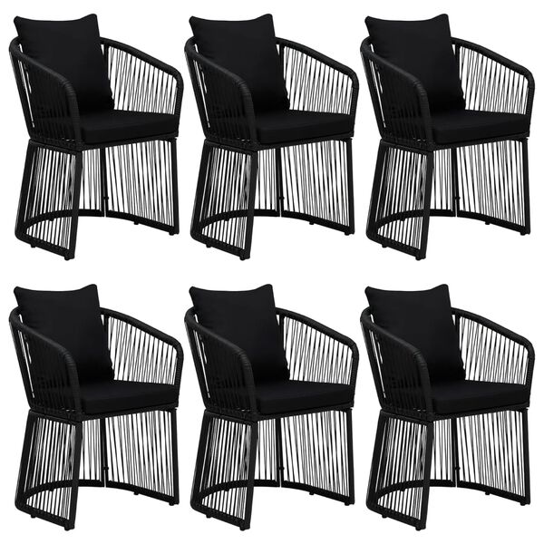 vidaXL Set da Pranzo da Giardino 7 pz Nero con Cuscini in Rattan PVC