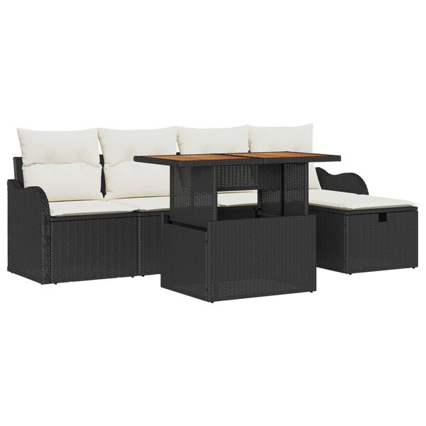 vidaXL Set Divano da Giardino 6 pcs Nero polyrattan