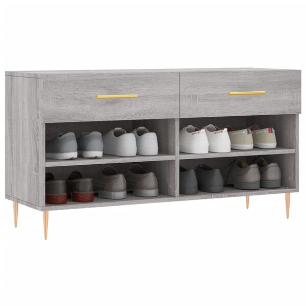 vidaXL Panca Porta Scarpe Grigio Sonoma 102x35x55 cm Legno Multistrato