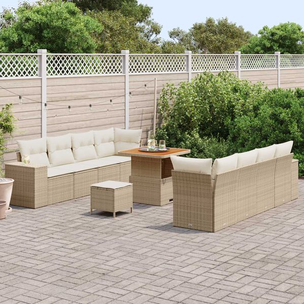 vidaXL Set Divano da Giardino 11 pcs Beige polyrattan