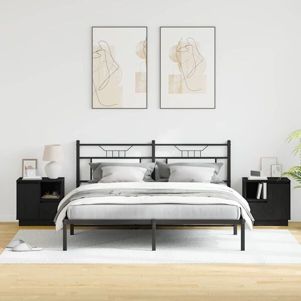 vidaXL Armadio da Notte 2 pcs Rovere Nero 50 x 34,5 x 50 cm.