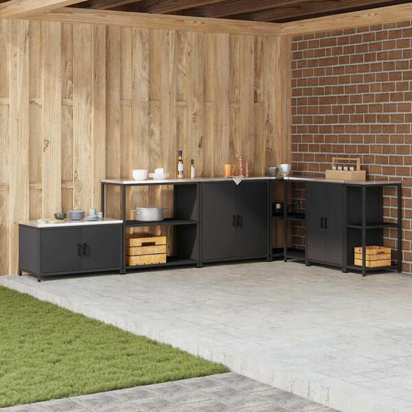 vidaXL Stoccaggio in cucina Nero 60 x 50 x 92 cm Acciaio