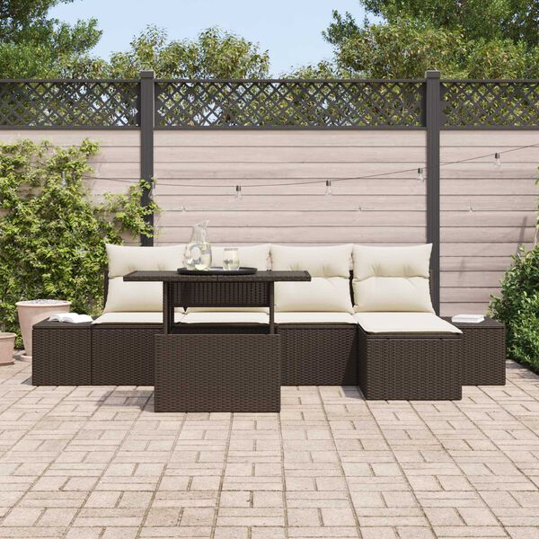 vidaXL Set Divano da Giardino 6 pcs Marrone Poly Rattan