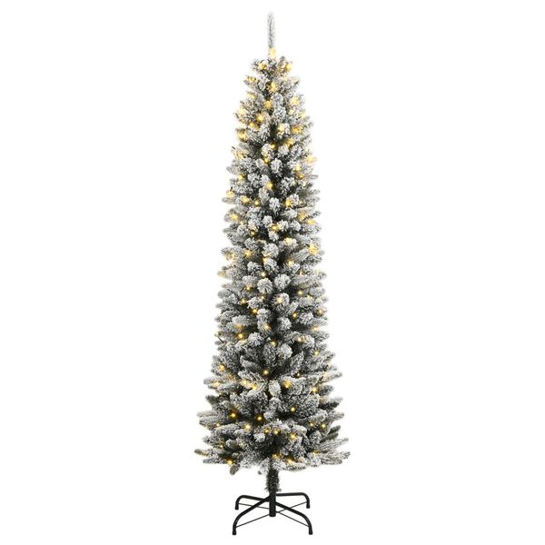 vidaXL Albero di Natale Artificiale con 300 LED e Neve Floccata 180 cm