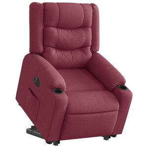 vidaXL Poltrona Alzapersona Reclinabile Elettrica Rosso Vino Tessuto