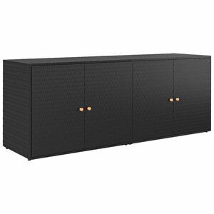 vidaXL Mobiletto da giardino nero 198x55,5x80 cm in polyrattan