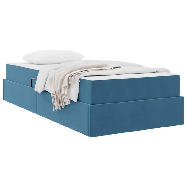 vidaXL Letto con contenitore e materasso Blu Scuro 90 x 200 cm Velluto